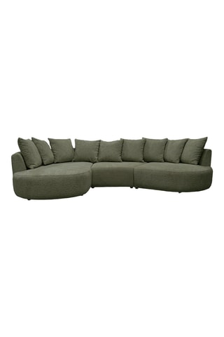 Canapé d'angle gauche Calypso - Vert kaki - 4 places - En tissu bouclette