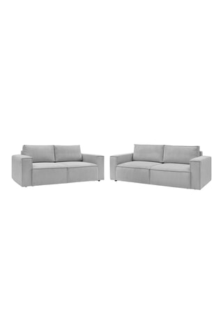 Canapé Nihad - Gris clair - 2 places - En tissu velours