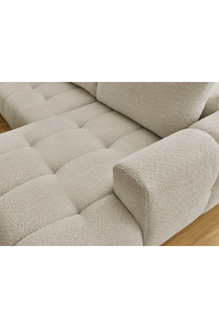 Canapé panoramique d'angle droit convertible Fuji - Beige - 5 places - En tissu bouclette
