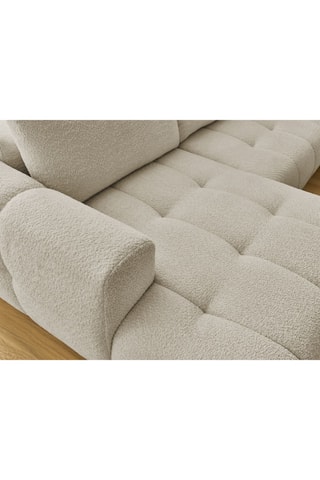 Canapé panoramique d'angle gauche convertible Fuji - Beige - 5 places - En tissu bouclette