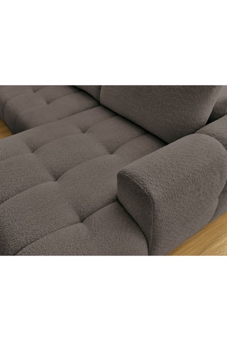 Canapé panoramique d'angle droit convertible Fuji - Gris foncé - 5 places - En tissu bouclette