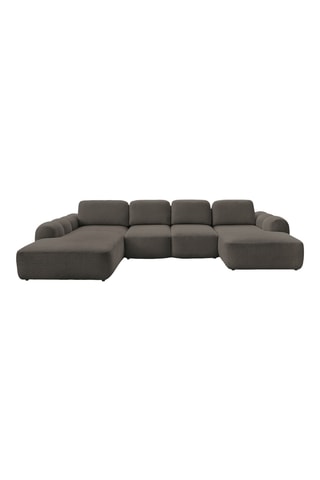 Canapé d'angle droit convertible Montaigne - Marron - 5 places - En tissu bouclette