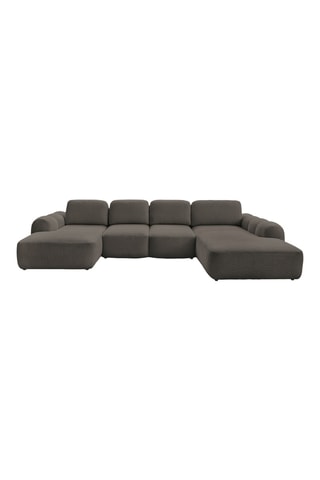 Canapé d'angle gauche convertible Montaigne - Marron - 5 places - En tissu bouclette