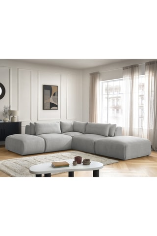 Canapé d'angle réversible Jana - Gris clair - 4 places - En tissu velours