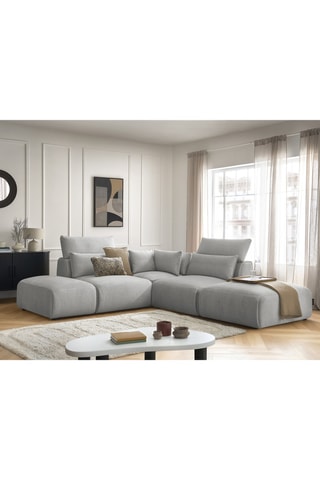 Canapé d'angle réversible Jana - Gris clair - 4 places - En tissu velours