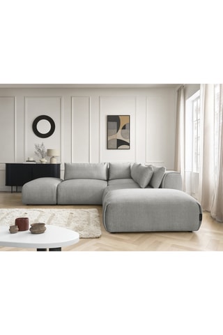 Canapé d'angle réversible Jana - Gris clair - 4 places - En tissu velours