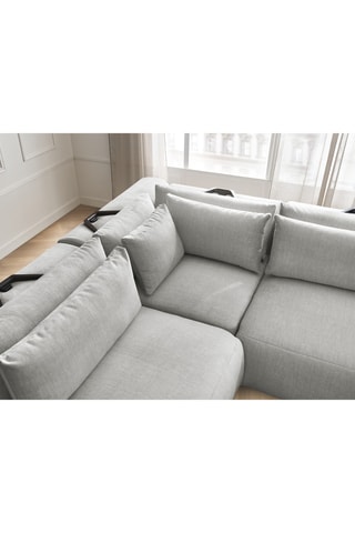 Canapé d'angle réversible Jana - Gris clair - 4 places - En tissu velours