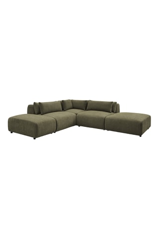 Canapé d'angle fixe réversible Jana - kaki - 4 places - En tissu velours