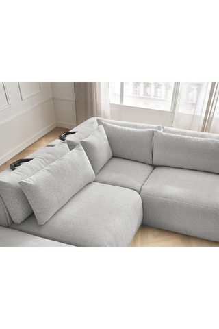 Canapé d'angle fixe réversible Jana - kaki - 4 places - En tissu velours