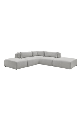 Canapé d'angle fixe réversible Jana - kaki - 4 places - En tissu velours