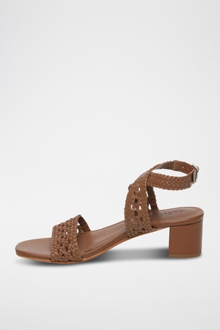 Sandales à talons en cuir de chèvre Tithonia - Camel