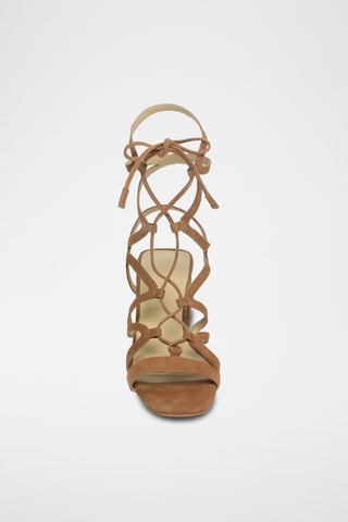 Spartiates à talons en cuir de chèvre nubuck Godetia - Camel