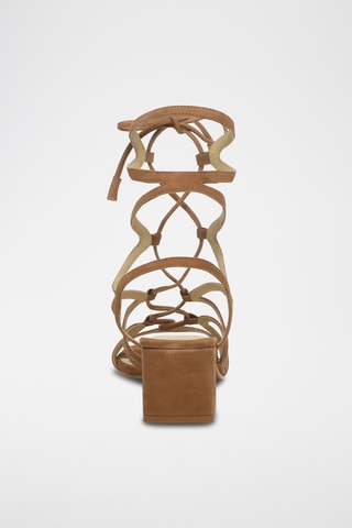 Spartiates à talons en cuir de chèvre nubuck Godetia - Camel