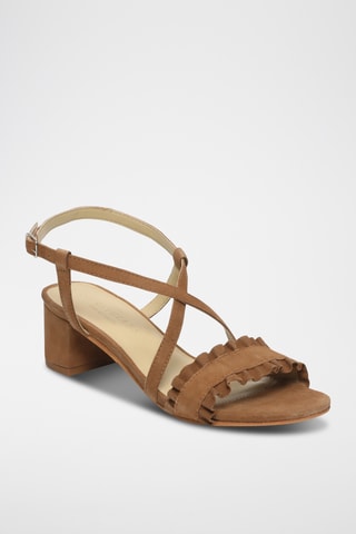 Sandales à talons en cuir de chèvre nubuck Laurentia - Camel