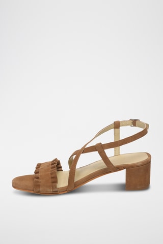 Sandales à talons en cuir de chèvre nubuck Laurentia - Camel