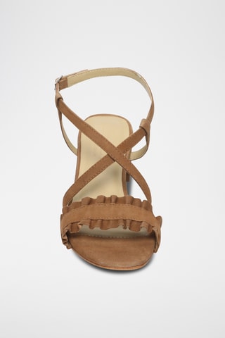 Sandales à talons en cuir de chèvre nubuck Laurentia - Camel