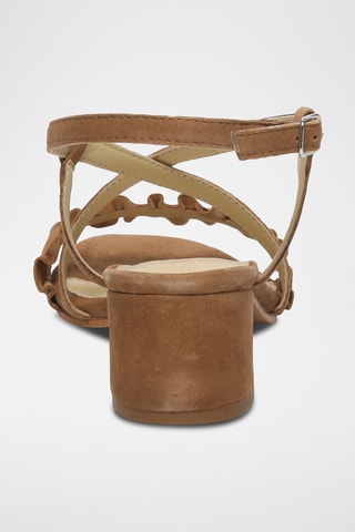 Sandales à talons en cuir de chèvre nubuck Laurentia - Camel