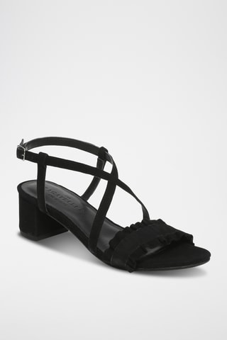 Sandales à talons en cuir de chèvre nubuck Laurentia - Noir