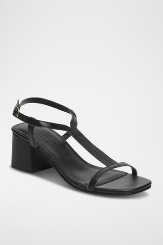 Sandales à talons en cuir de chèvre Verbena - Noir