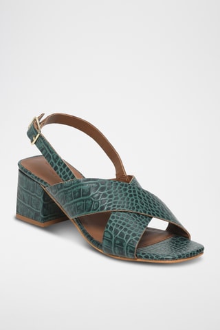 Sandales à talons en cuir de chèvre Linum - Vert