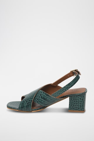Sandales à talons en cuir de chèvre Linum - Vert