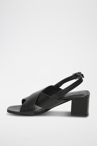 Sandales à talons en cuir de chèvre Linum - Noir
