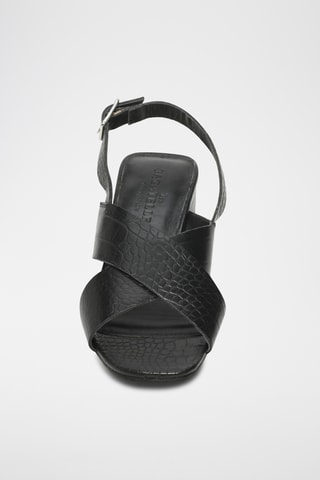 Sandales à talons en cuir de chèvre Linum - Noir