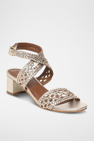 Sandales à talons en cuir de chèvre Tithonia - Doré