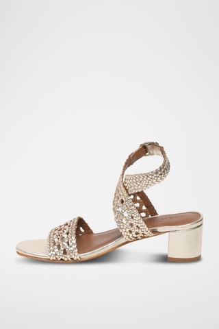 Sandales à talons en cuir de chèvre Tithonia - Doré