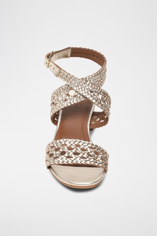 Sandales à talons en cuir de chèvre Tithonia - Doré