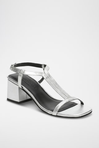 Sandales à talons en cuir de chèvre Verbena - Argenté