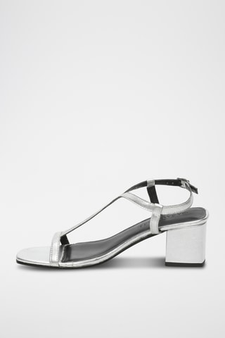 Sandales à talons en cuir de chèvre Verbena - Argenté