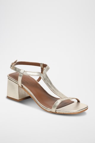 Sandales à talons en cuir de chèvre Verbena - Doré