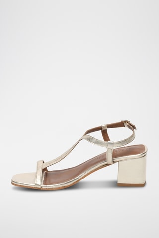 Sandales à talons en cuir de chèvre Verbena - Doré