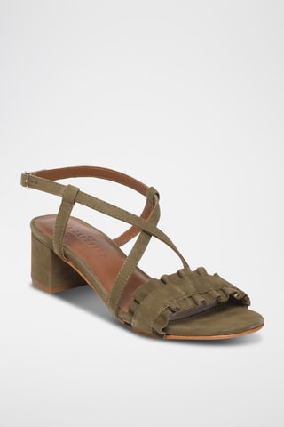 Sandales à talons en cuir de chèvre nubuck Laurentia - Vert