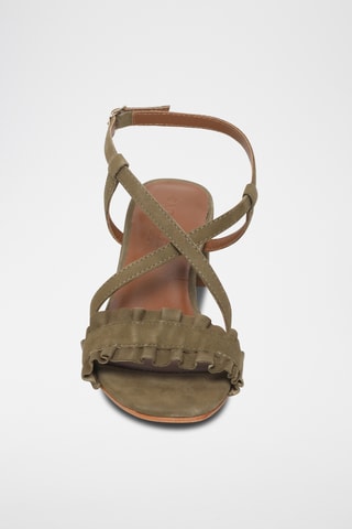 Sandales à talons en cuir de chèvre nubuck Laurentia - Vert