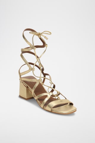 Spartiates à talons en cuir de chèvre Godetia - Doré