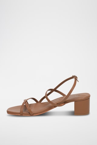 Sandales à talons en cuir de mouton nappa Graciela - Camel