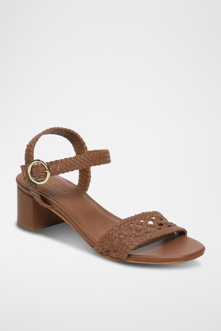 Sandales à talons en cuir de chèvre Phibi - Camel