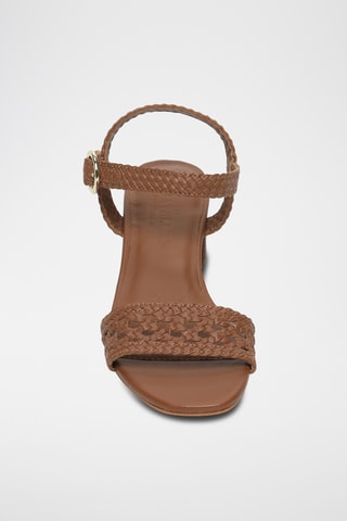 Sandales à talons en cuir de chèvre Phibi - Camel