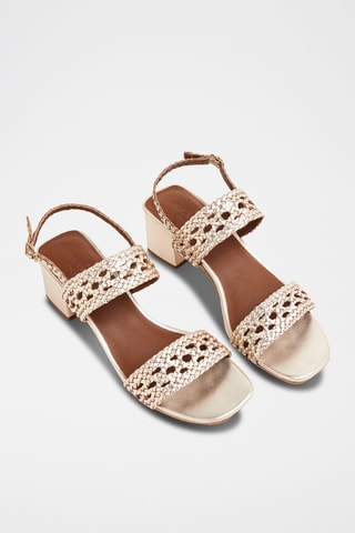 Sandales à talons en cuir de chèvre Gracy - Doré