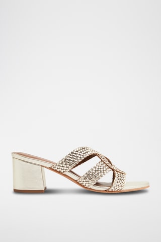 Mules à talons en cuir de chèvre Gurnoor - Doré