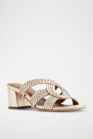 Mules à talons en cuir de chèvre Gurnoor - Doré