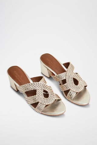 Mules à talons en cuir de chèvre Gurnoor - Doré