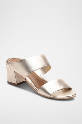 Mules à talons en cuir nappa Gina - Doré