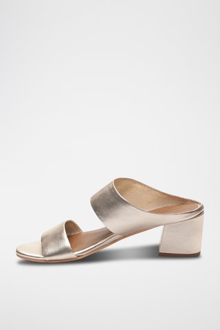 Mules à talons en cuir nappa Gina - Doré