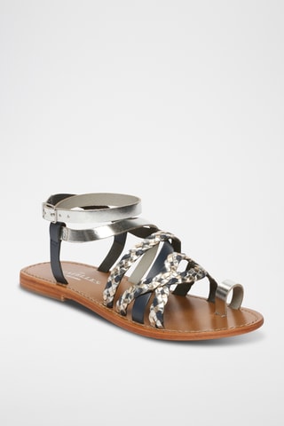 Spartiates en cuir Mabel - Argenté et bleu marine