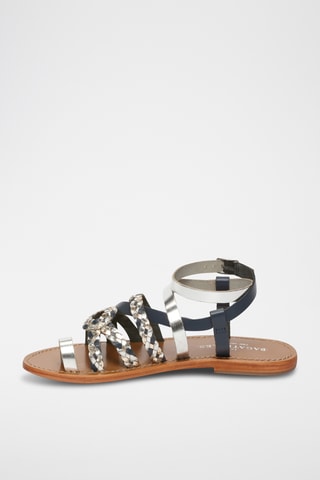 Spartiates en cuir Mabel - Argenté et bleu marine