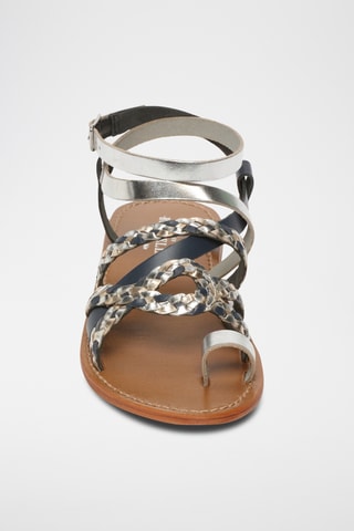Spartiates en cuir Mabel - Argenté et bleu marine