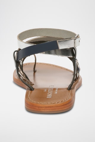 Spartiates en cuir Mabel - Argenté et bleu marine